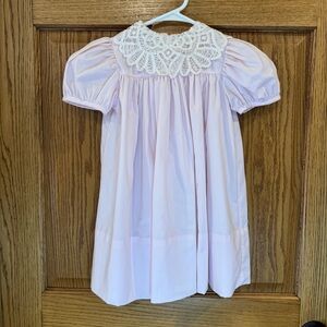 Vintage Chabré Pink Dress with Lace Collar – Little Girl - Fits size 4-6